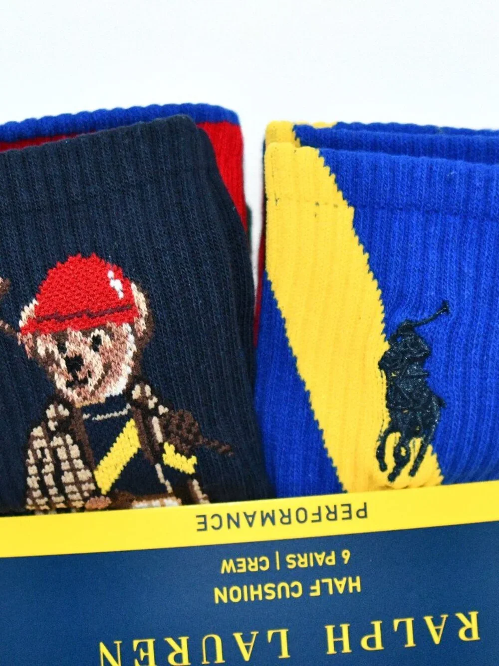 Polo Ralph Lauren Society Bear Socks 6-Pack in Multi #821112PK3 NWT